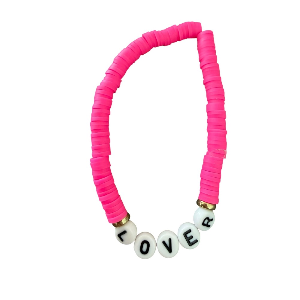 Taylor Swift Inspired Lover Era Hot Pink Beaded Friendship Bracelet Swiftie
